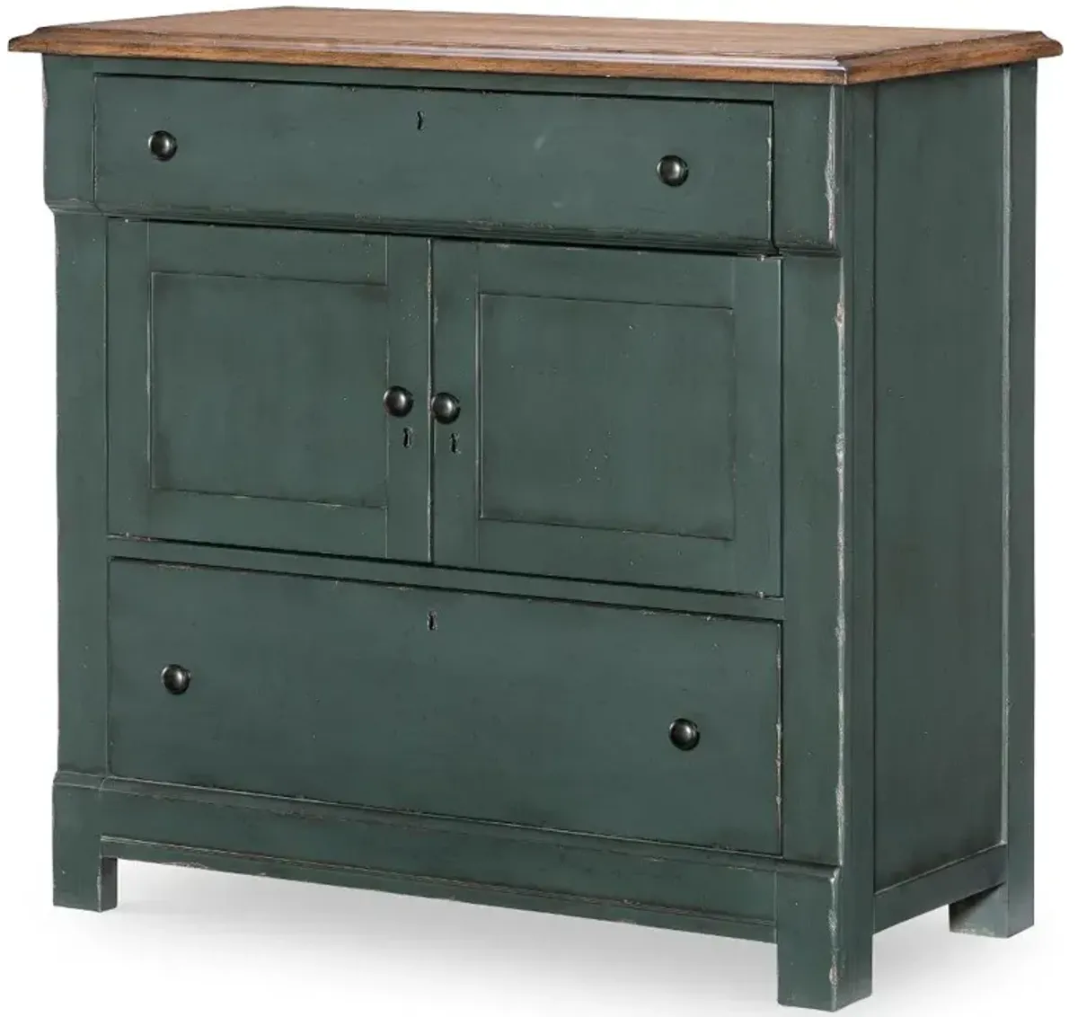 Country Living Oak and Green Washstand Accent Chest