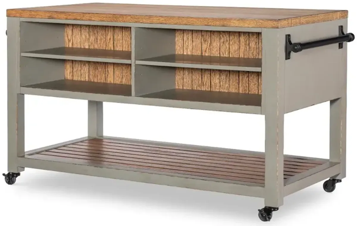 Country Living Oak and Moss Green Kitchen Island