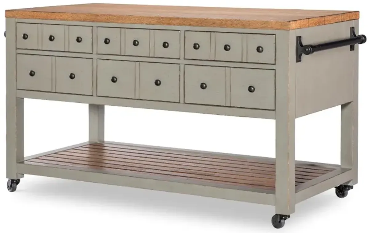 Country Living Oak and Moss Green Kitchen Island