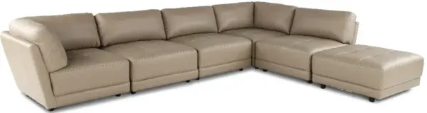 Nexus Cappuccino Brown Leather 6 Piece Sectional