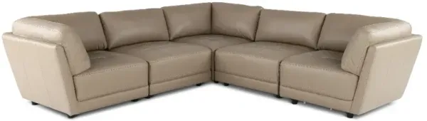 Nexus Cappuccino Brown Leather 5 Piece Sectional