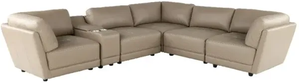 Nexus Cappuccino Brown Leather 6 Piece Sectional