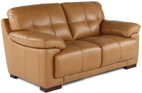 Baron Toffee Brown Leather Loveseat
