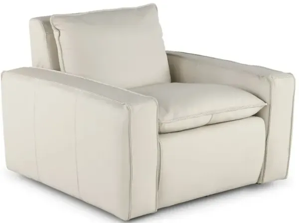 Oslo Off-White Leather Swivel Chair