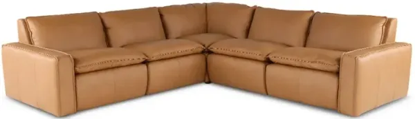 Oslo Tan Leather 5 Piece Sectional