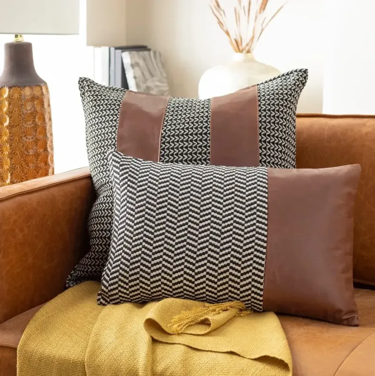 Fiona Black and Brown Lumbar Pillow