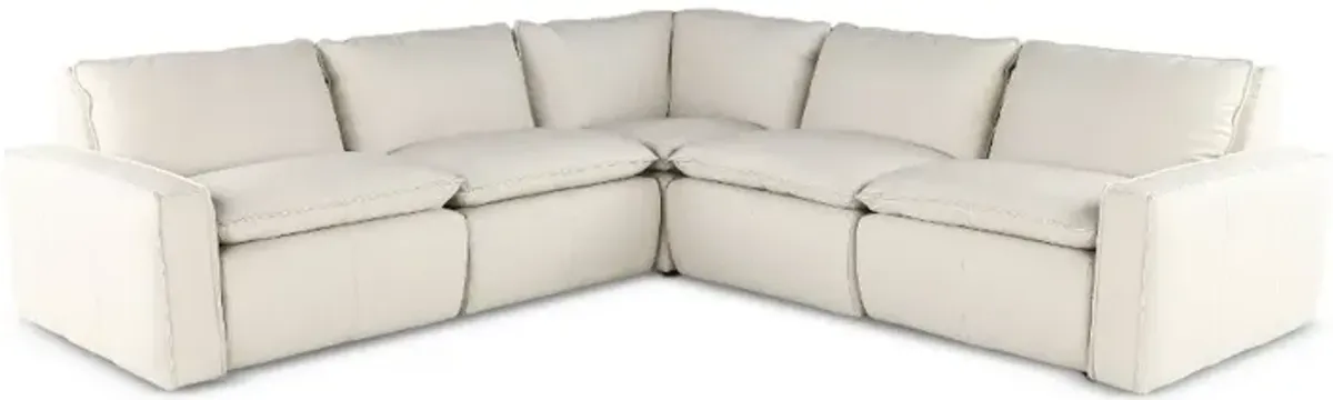 Oslo Off-White Leather 5 Piece Sectional