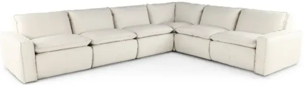 Oslo Off-White Leather 6 Piece Sectional