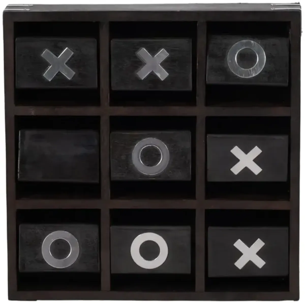 Wood and Black Revolving Tic Tac Toe Game