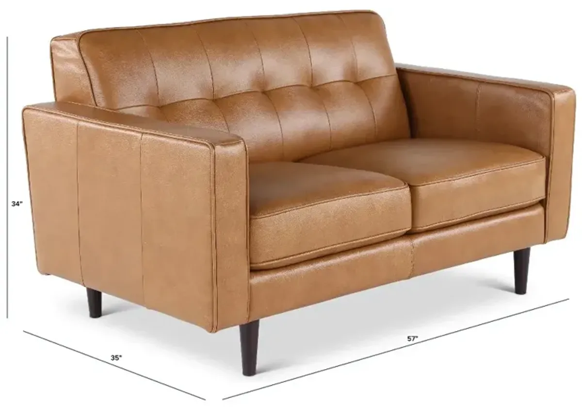Stark Tan Leather Loveseat