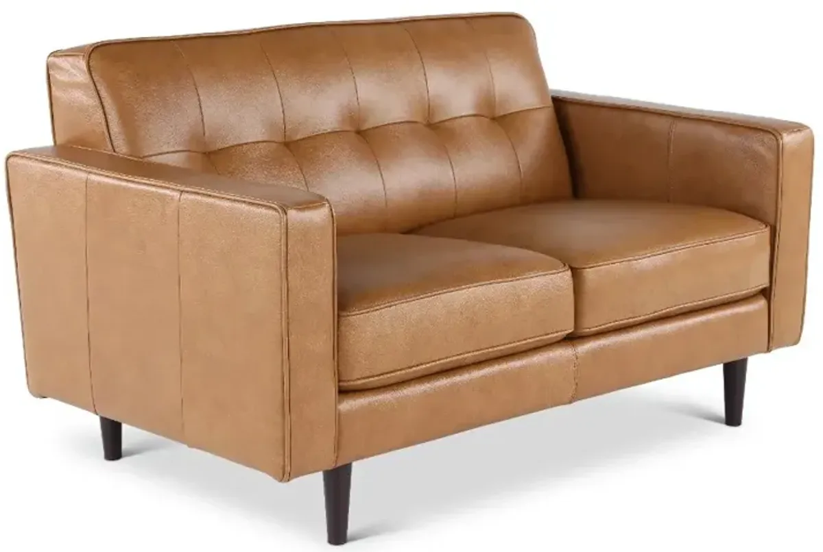 Stark Tan Leather Loveseat