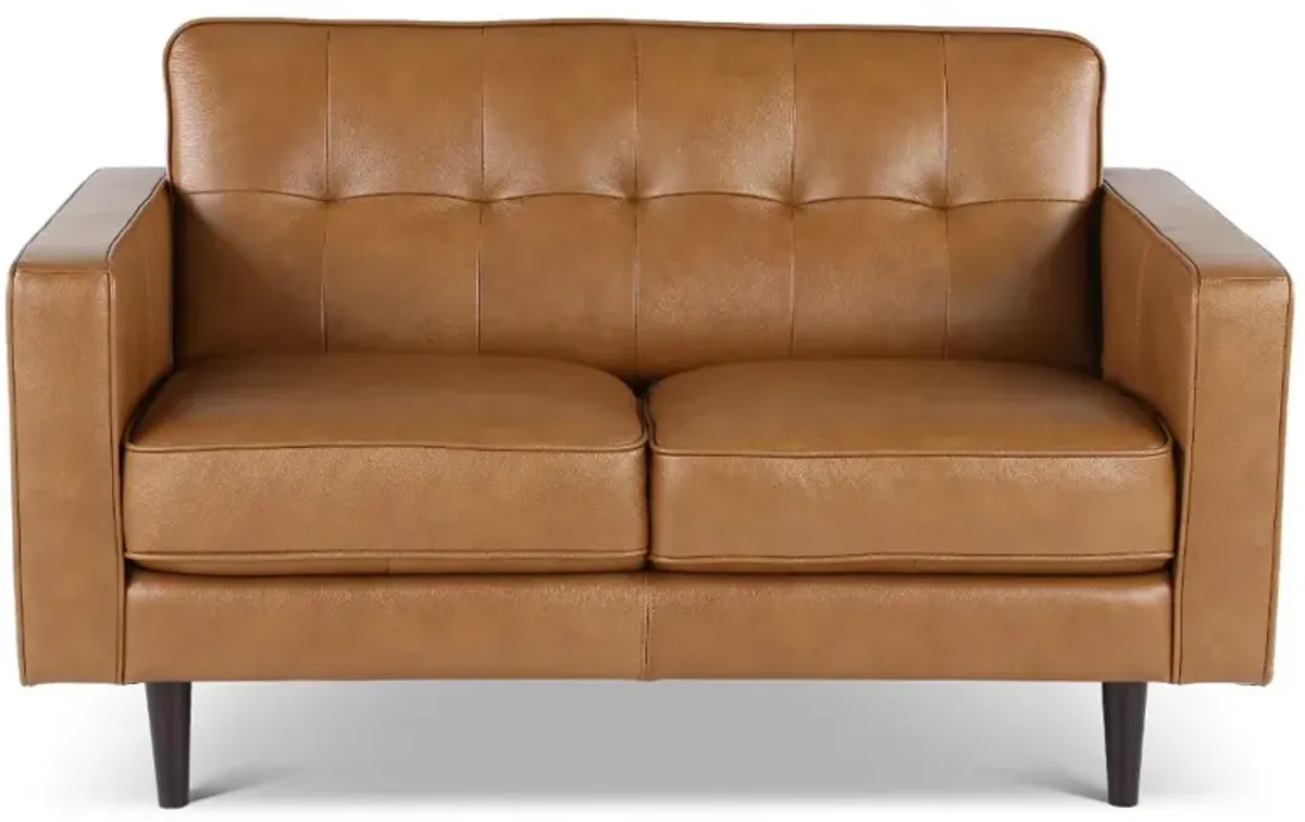 Stark Tan Leather Loveseat