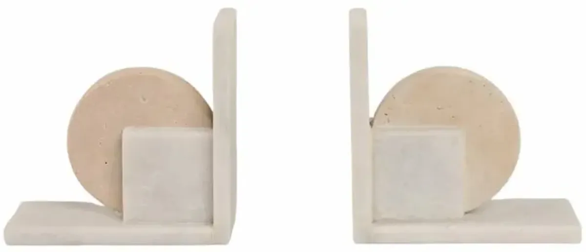 6" Travertine and Marble Bookends
