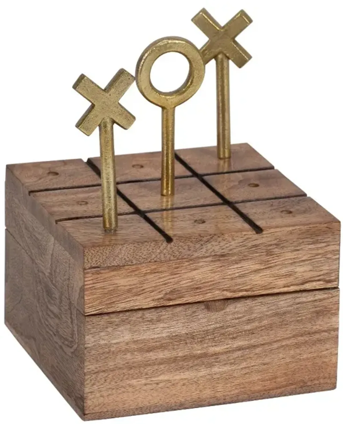 Wood and Gold Tic Tac Toe Decor