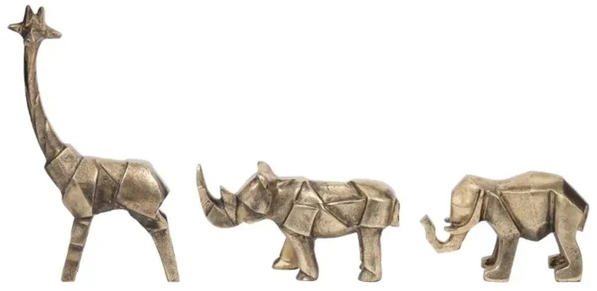 Gold Geometric Safari Animals, Set of 3