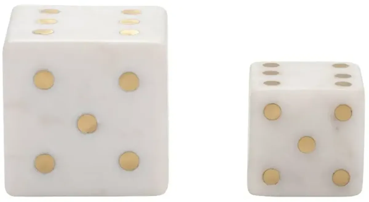 White Marble Dice, Set of 2