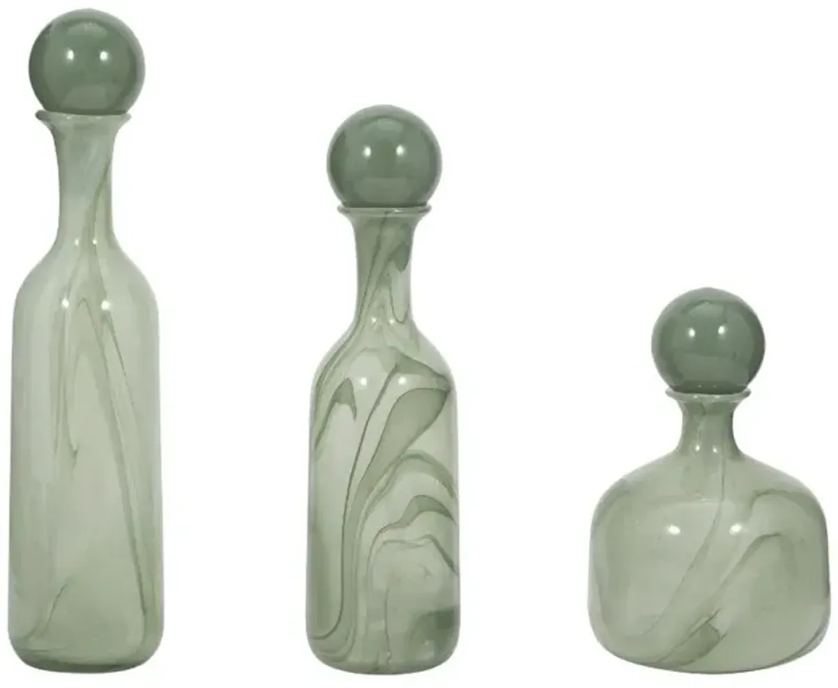 Verena Green Glass Bottles Set of 3