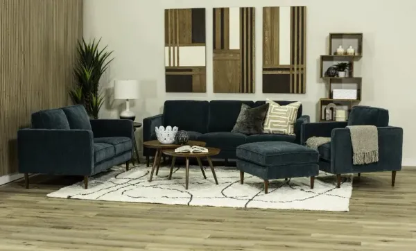 Fern Jade Blue Ottoman