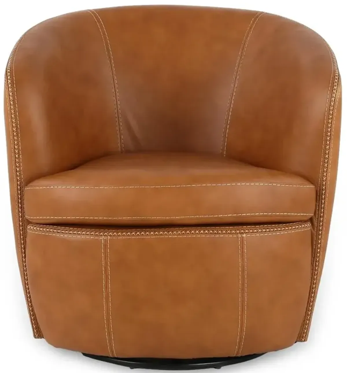 Barolo Vintage Carmel Leather Swivel Club Chair