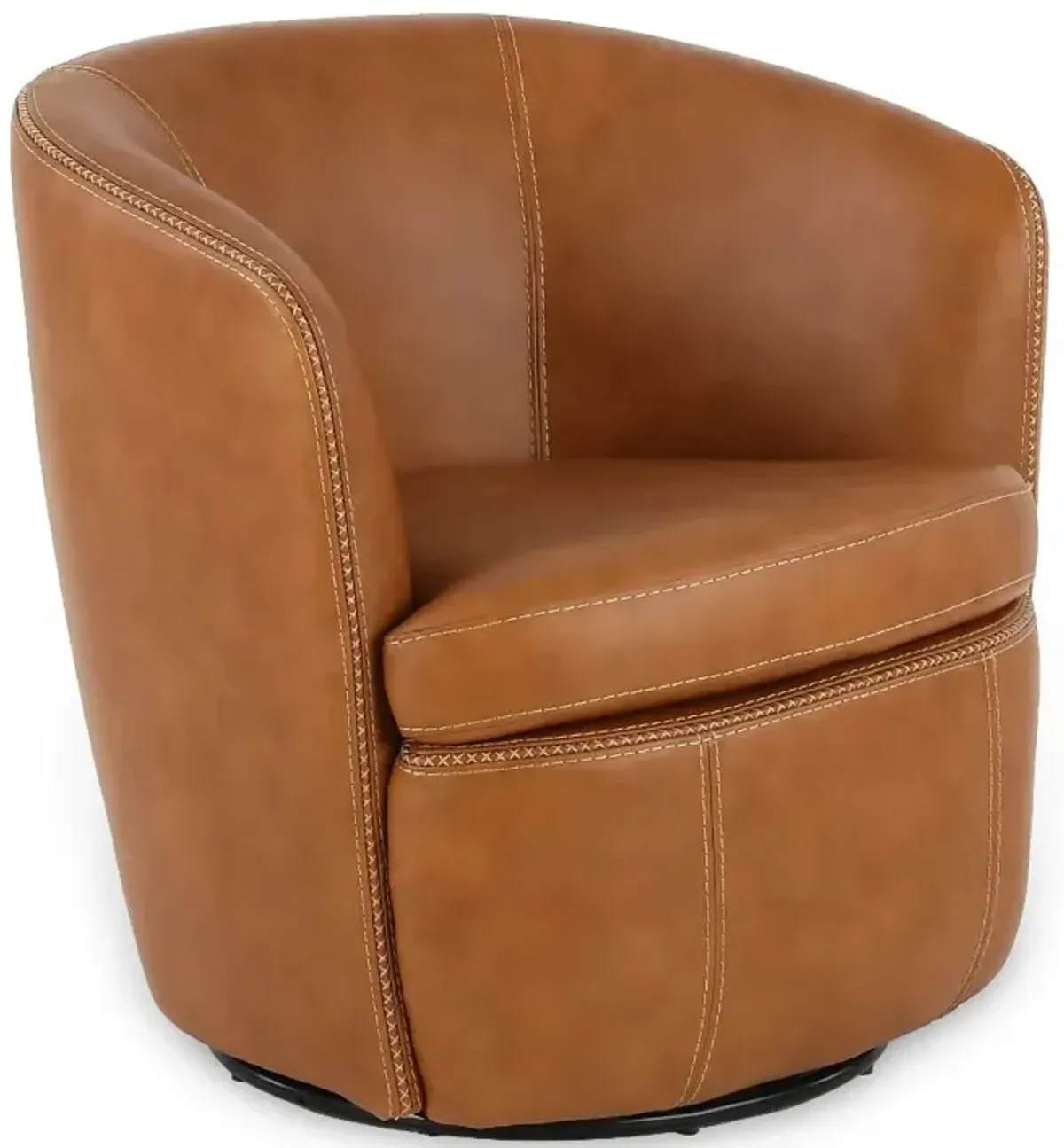 Barolo Vintage Carmel Leather Swivel Club Chair
