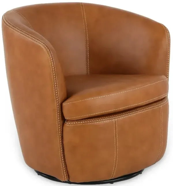 Barolo Vintage Carmel Leather Swivel Club Chair
