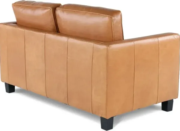 Winston Chestnut Brown Leather Loveseat