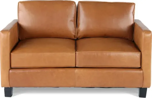 Winston Chestnut Brown Leather Loveseat