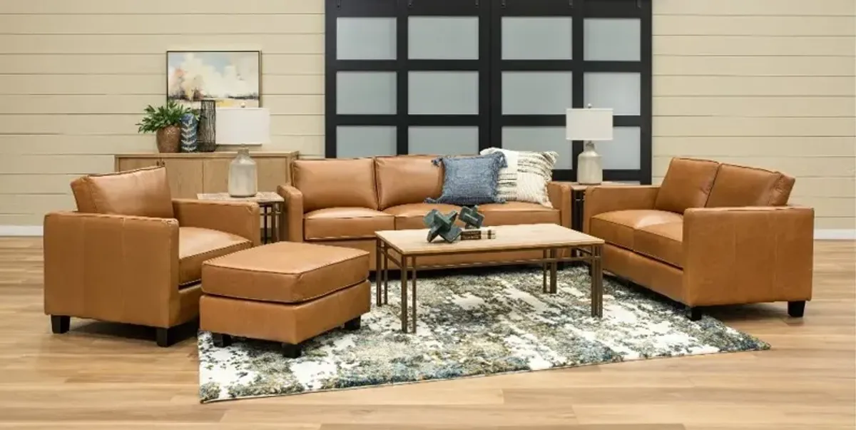 Winston Chestnut Brown Leather Ottoman