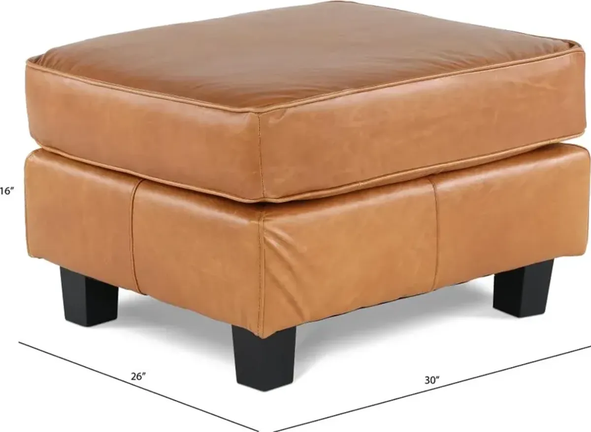 Winston Chestnut Brown Leather Ottoman