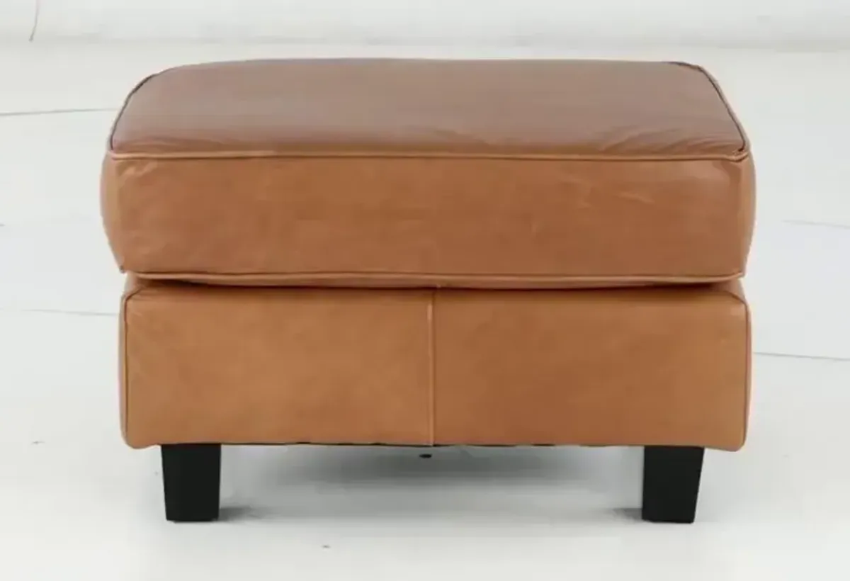 Winston Chestnut Brown Leather Ottoman