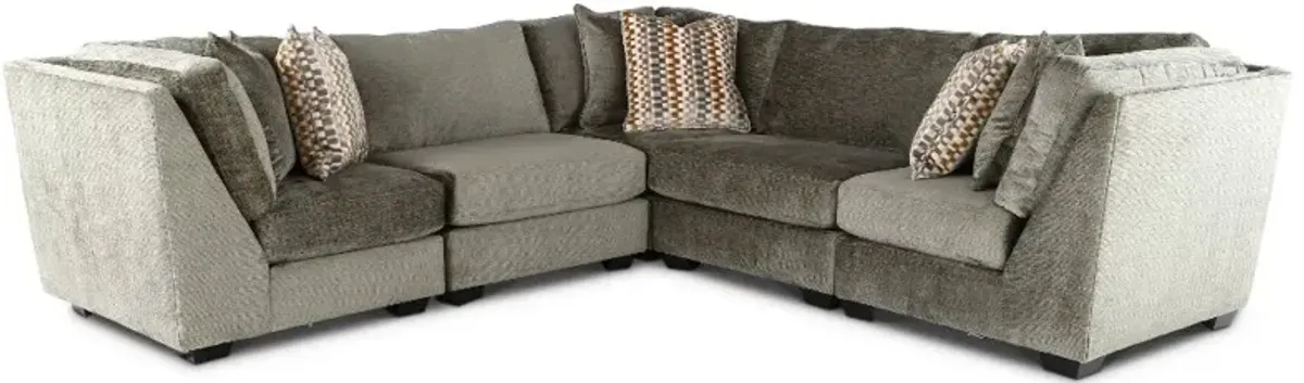 Daniel Olive Green 5 Piece Modular Sectional