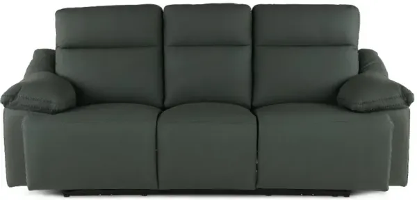 Istanbul Dark Green Leather Power Reclining Sofa with Power Headrests