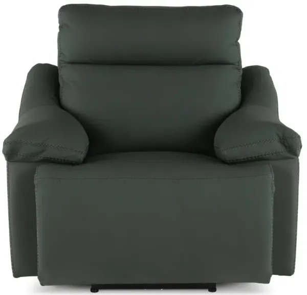 Istanbul Dark Green Leather Power Recliner with Power Headrest