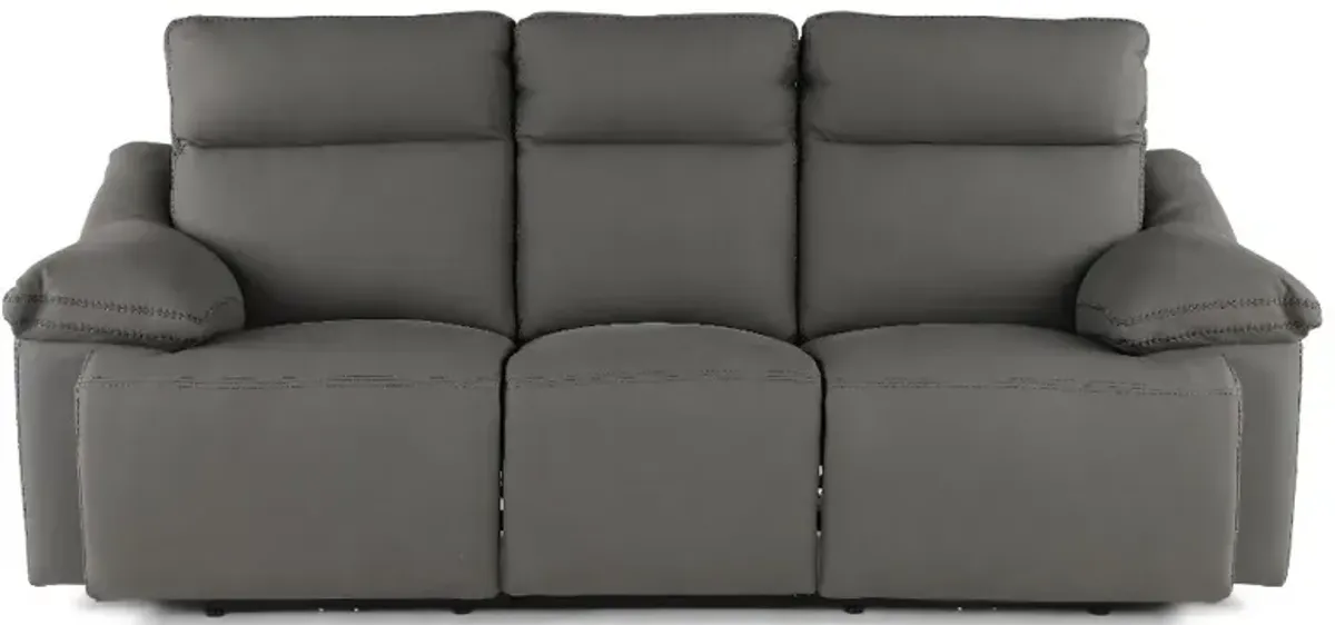 Istanbul Gray Leather Power Reclining Sofa with Power Headrests