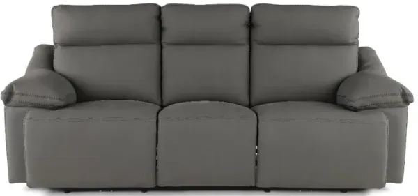 Istanbul Gray Leather Power Reclining Sofa with Power Headrests