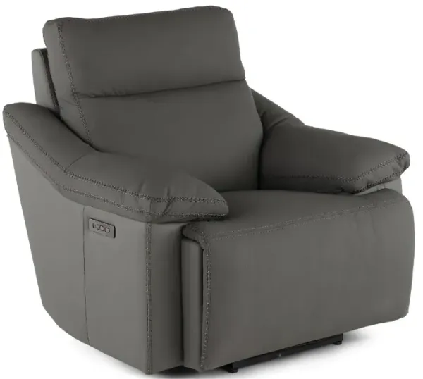Istanbul Gray Leather Power Recliner with Power Headrest