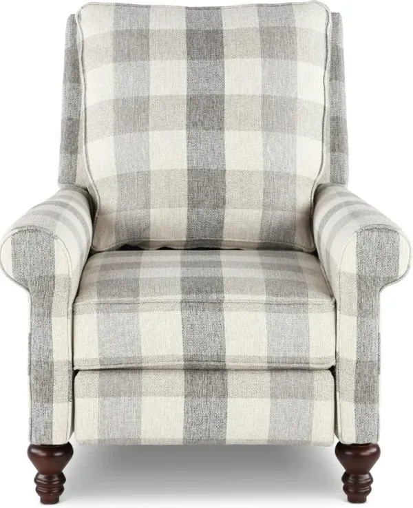 Addie Light Gray Buffalo Check Pushback Recliner
