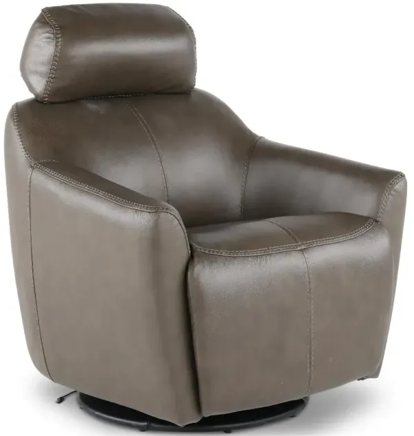 Naxos Lontra Gray Swivel Power Recliner with Audio Headrest