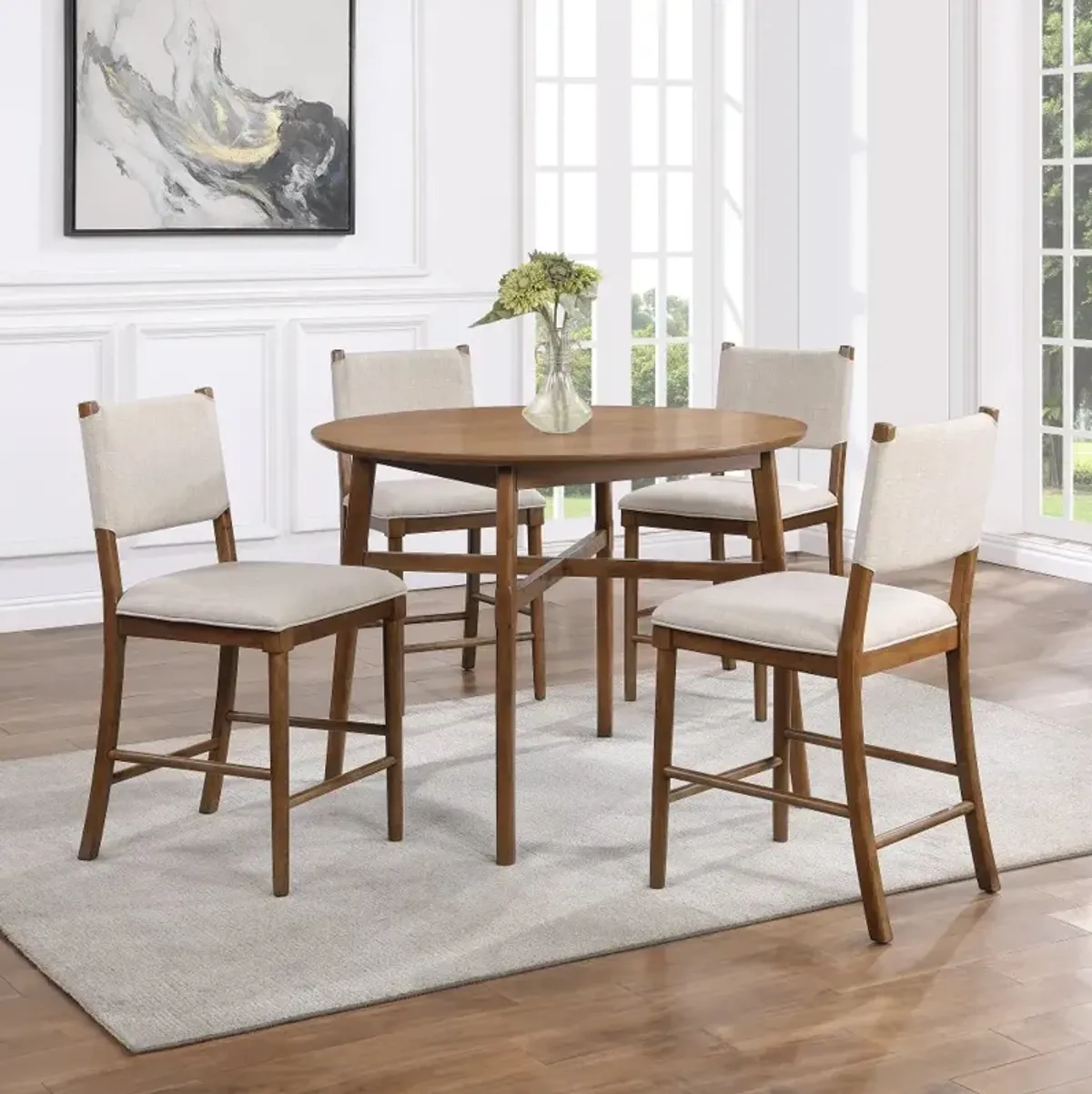 Oslo Pecan Brown 5 Piece Counter Height Dining Set