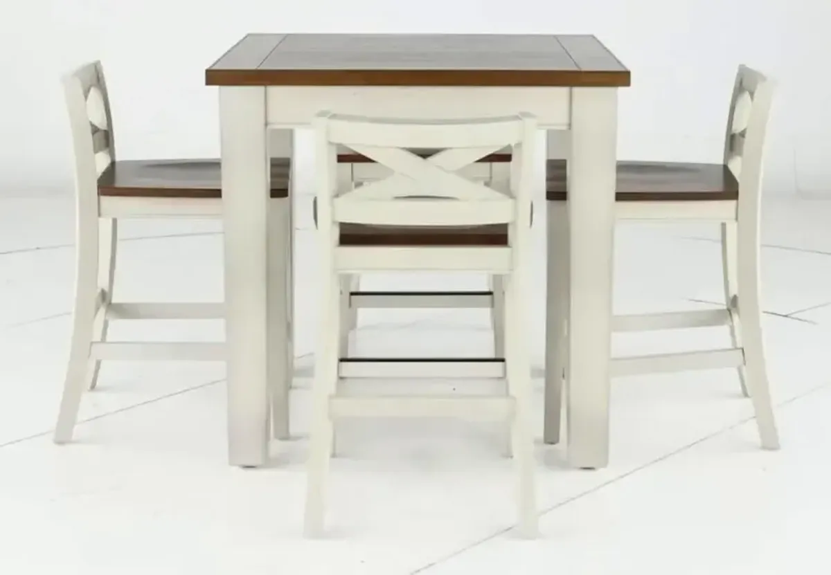 Lindale White and Oak 5 Piece Counter Height Dining Set