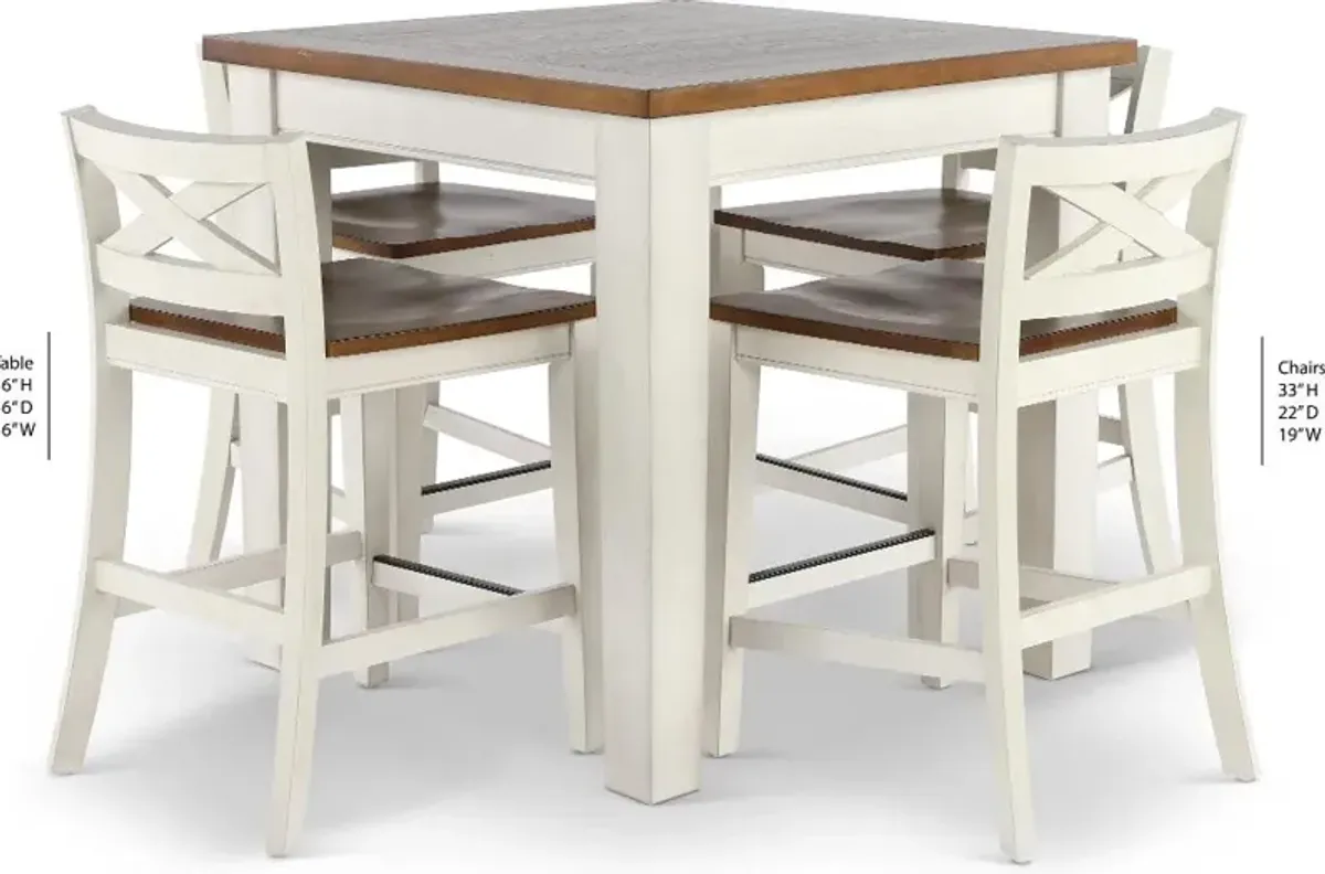 Lindale White and Oak 5 Piece Counter Height Dining Set