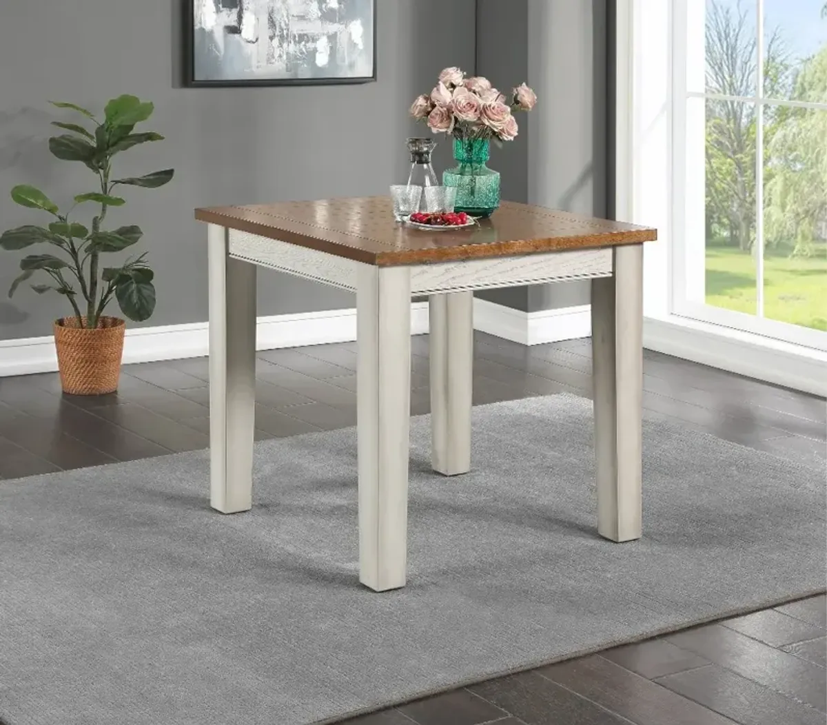 Lindale White and Oak 5 Piece Counter Height Dining Set