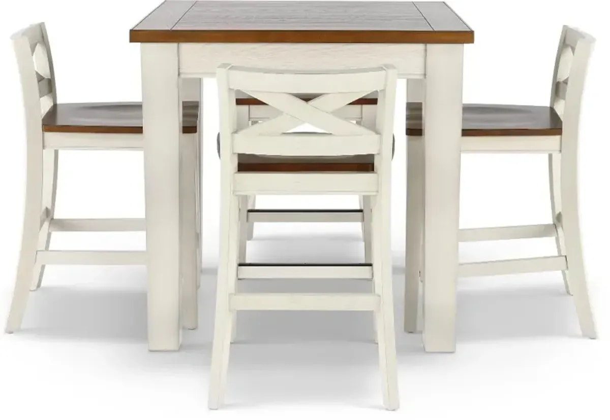 Lindale White and Oak 5 Piece Counter Height Dining Set
