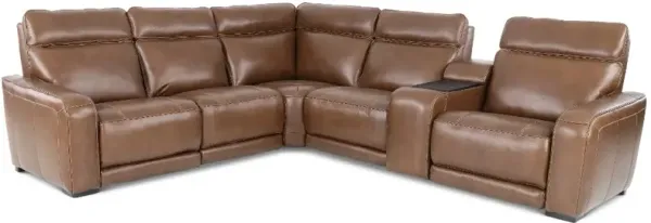Zeppelin Brown 6-Piece Power Reclining Sectional with Bluetooth Audio System