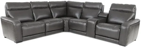 Zeppelin Gray 6-Piece Power Reclining Sectional with Bluetooth Audio System