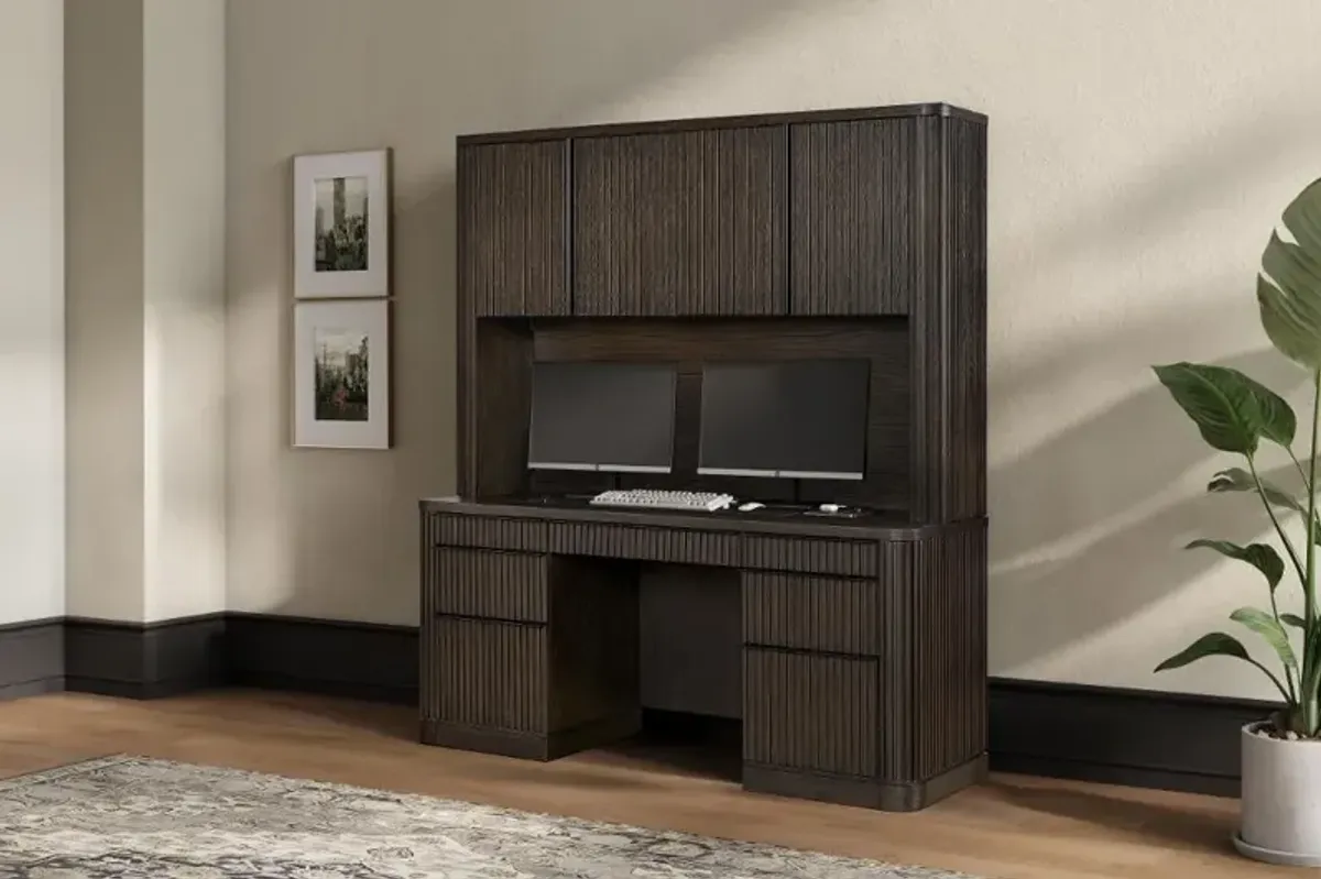 Tulane Brown Credenza and Hutch