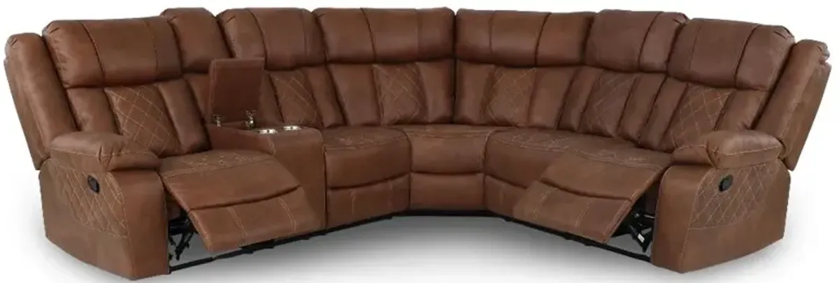 Lux Brown 3-Piece Reclining Sectional
