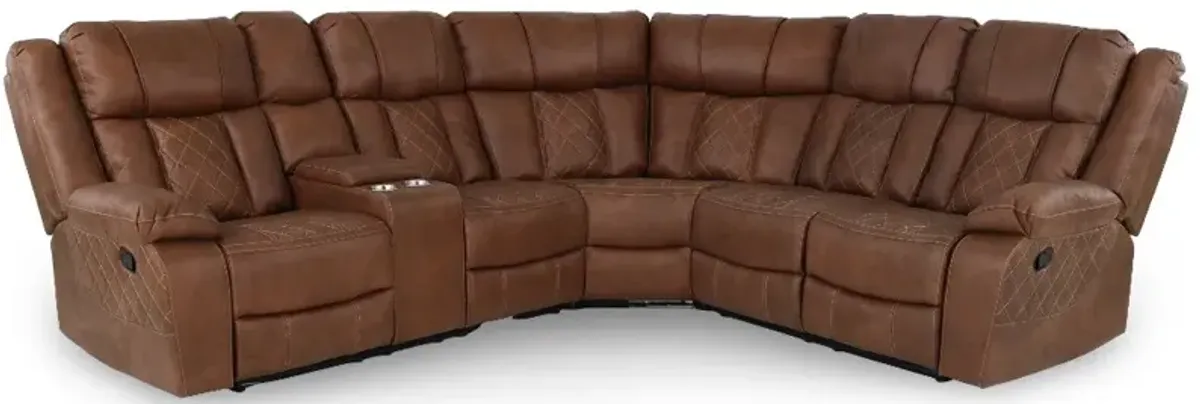 Lux Brown 3-Piece Reclining Sectional