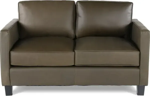 Winston Olive Green Leather Loveseat
