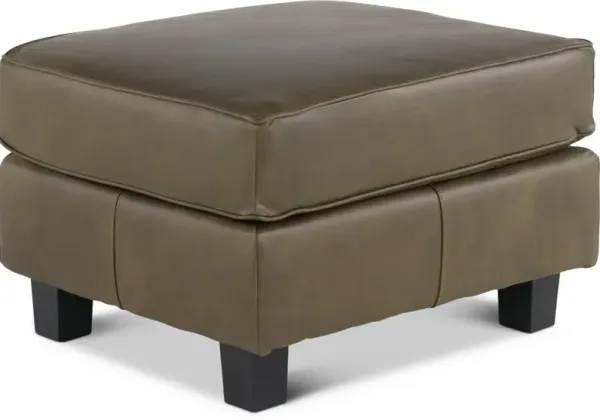 Winston Olive Green Leather Ottoman